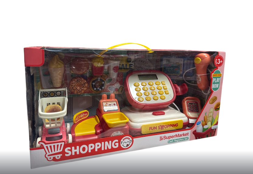 Касовий апарат 997-26 24 аксесуари звук підсвічування сканера муляжі продуктів міні-візочок та калькулятор в коробці Касовий апарат 997-26 24 аксесуари звук підсвічування сканера муляжі продуктів міні-візочок та калькулятор в коробці
