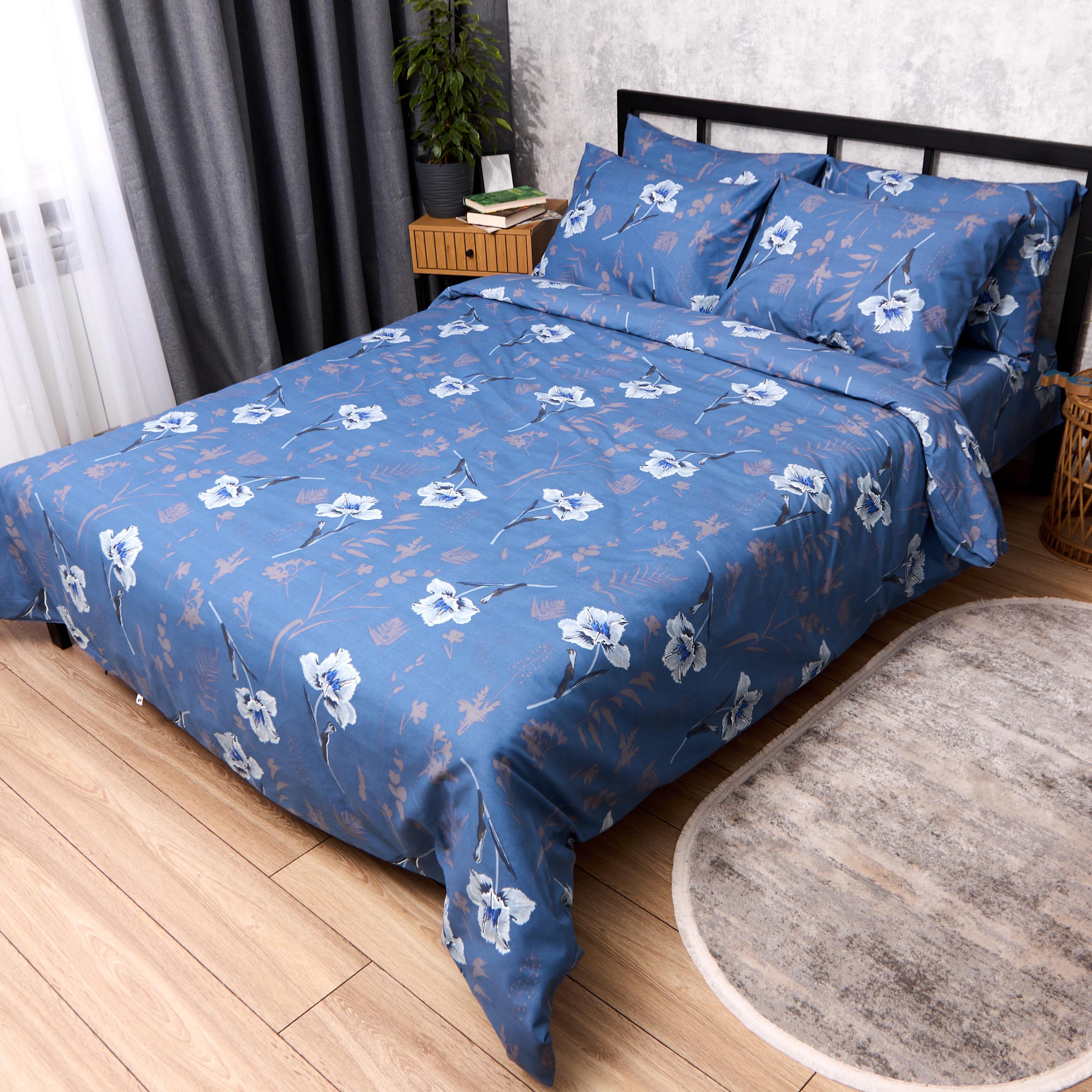 Комплект постільної білизни Moon&Star Мікросатин Premium Blue Garden двоспальний 175х210 см наволочки 2 шт. 70х70 см (MS-820015827)