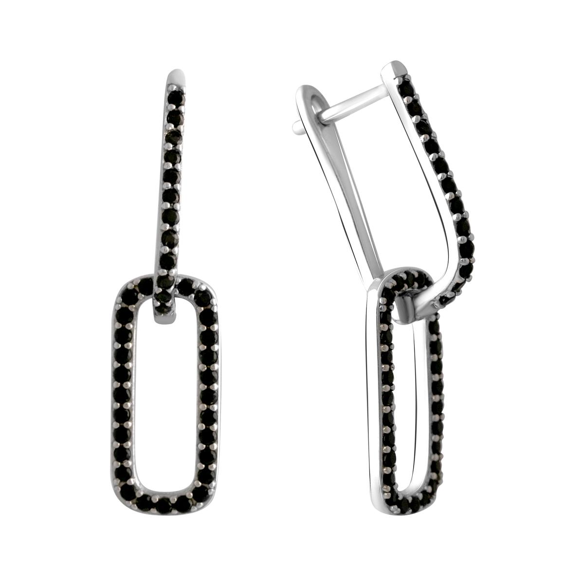 Серьги серебряные с фианитами (2096566)