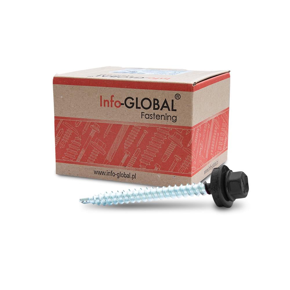 Саморіз покрівельний INFO-GLOBAL 4,80х70 мм по дереву з гумовою шайбою EPDM RAL 9005 Чорний (29506274) - фото 2 Саморіз покрівельний INFO-GLOBAL 4,80х70 мм по дереву з гумовою шайбою EPDM RAL 9005 Чорний (29506274) - фото 2