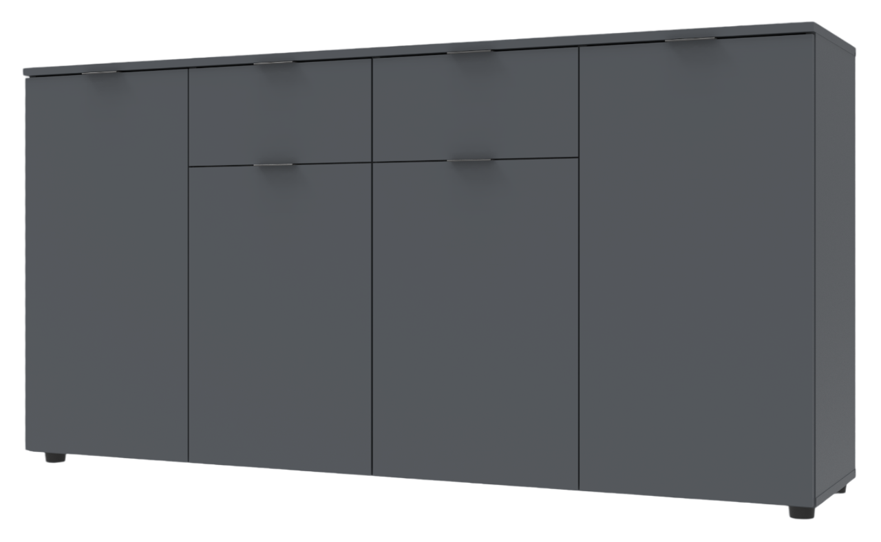Комод Рон 7 4 фасада/2 ящика 160х38х81 см Графитовый (10741074)