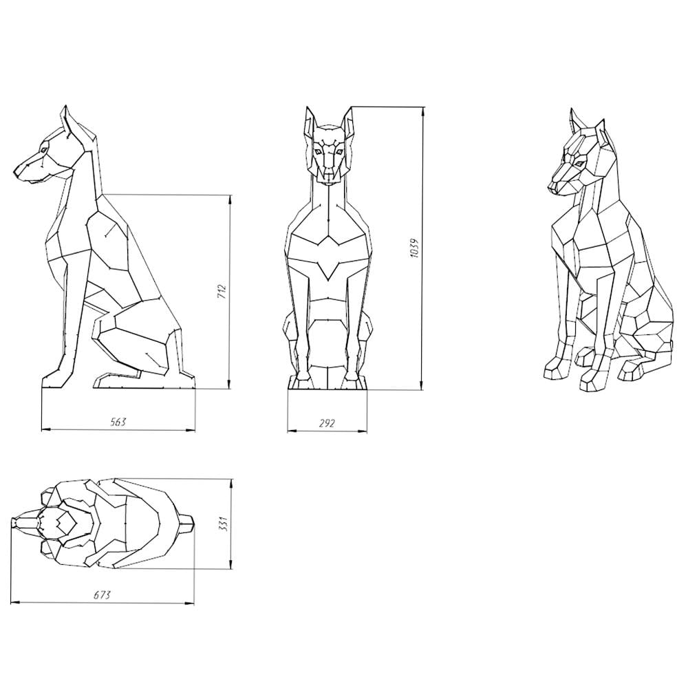 Скульптура полігональна Доберман V 1 (13659583) - фото 4