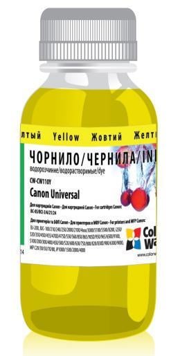 Чернила для принтера ColorWay для Canon Universal водорастворимое 100 мл Yellow (CW-CW110Y01)