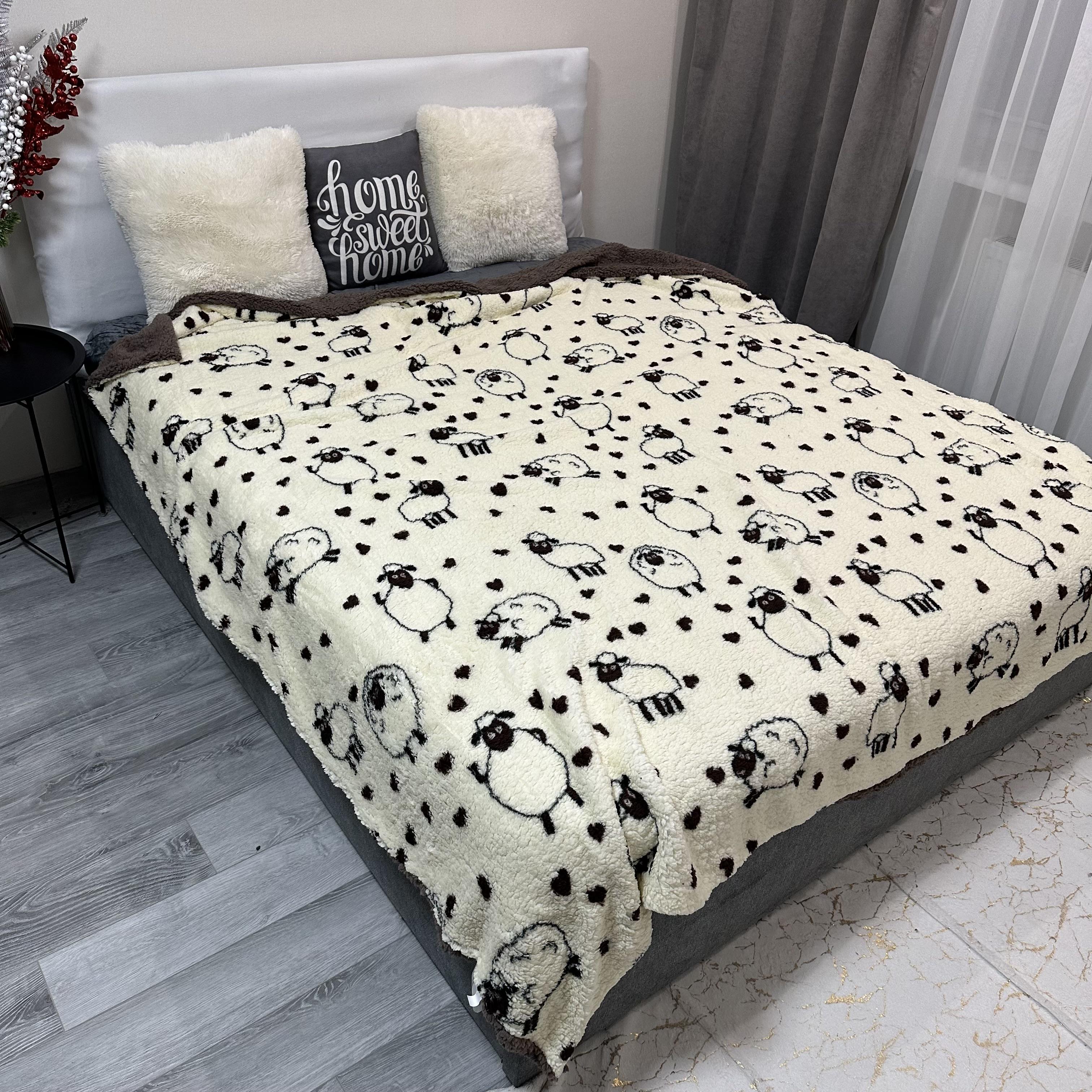 Плед-покрывало двустороннее с рисунком 150х210 см Бежевый (PL-1.5-2)