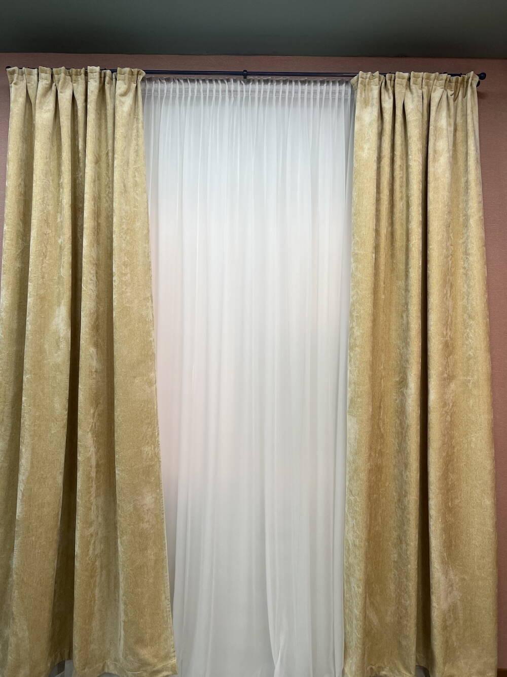 Шторы бархатные 1,4 м 2 шт. Бежевый (000101675)