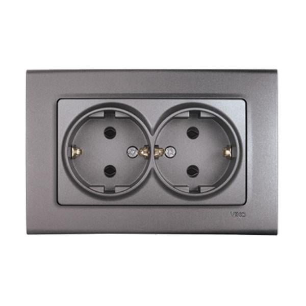Розетка подвійна Viko Linnera Life з заземленням Сірий граніт (90402056) Розетка подвійна Viko Linnera Life з заземленням Сірий граніт (90402056)