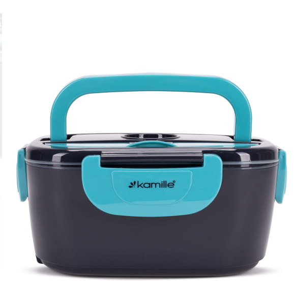 Ланч-бокс електричний Kamille Vizo із двома ємностями 1,5/0,45 л автомобільний Чорний/Блакитний (2170) - фото 5