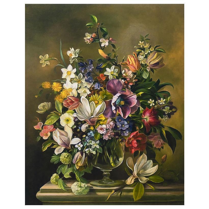 Алмазная мозаика Букет на столе на подрамнике с декоративной рамкой 30х40 см (GLD61336)