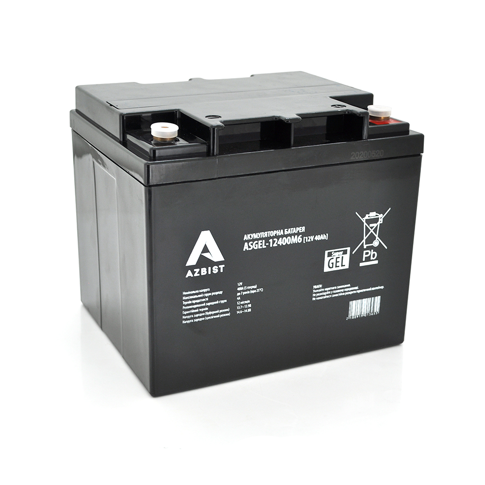 Аккумулятор гелевый AZBIST Super AS -12400M6 12V 40 Ah для ИБП/сигнализации (1365)