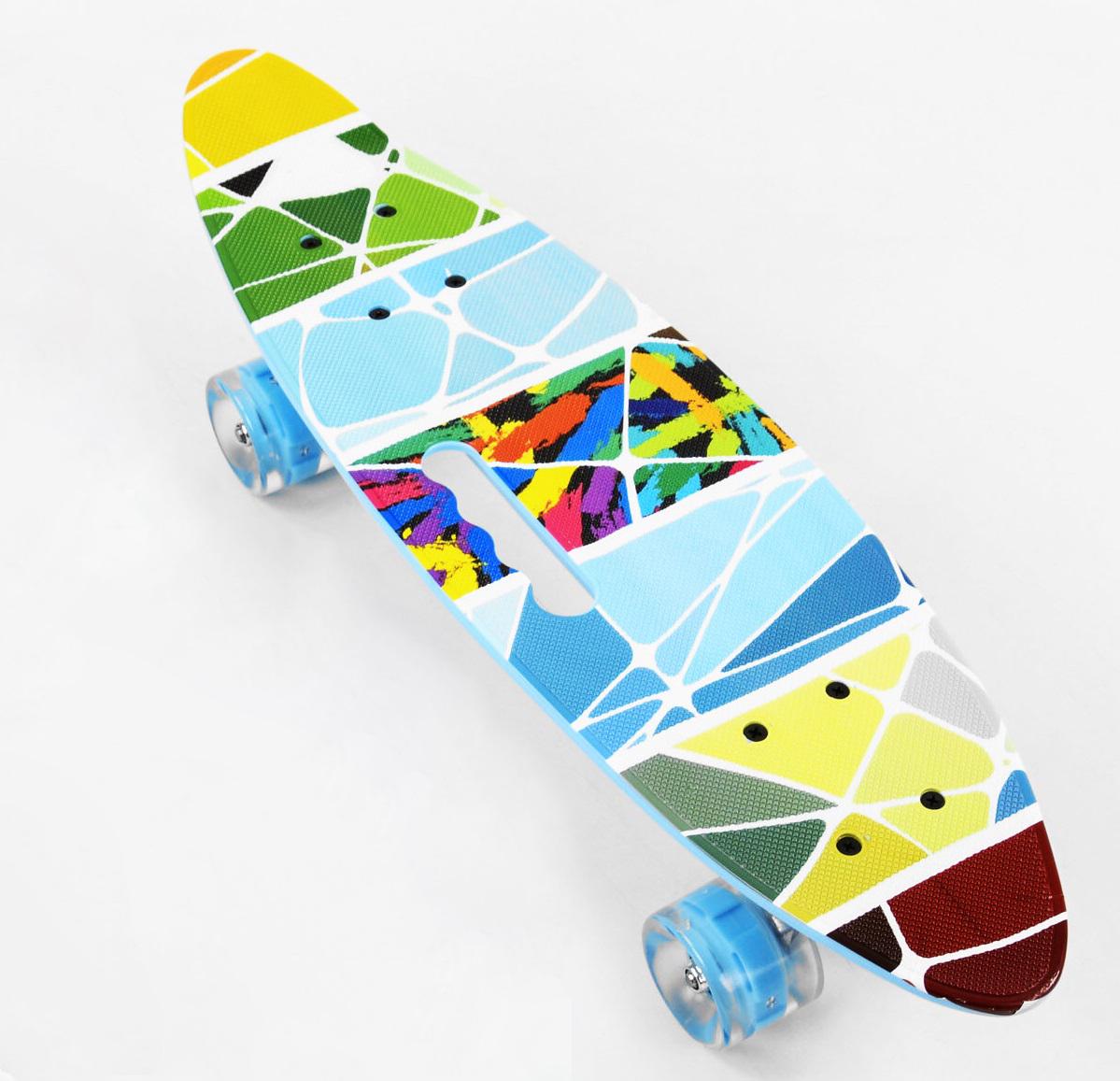 Пенниборд с ручкой Best Board Abstraction PU колеса светящиеся (104560) Пенниборд с ручкой Best Board Abstraction PU колеса светящиеся (104560)
