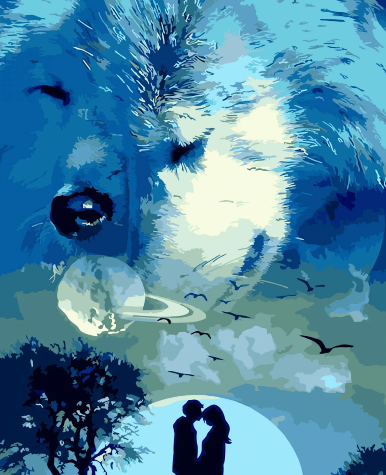 Картина по номерам Strateg Премиум Верная пара с лаком и уровнем 40x50 см (SY6808)