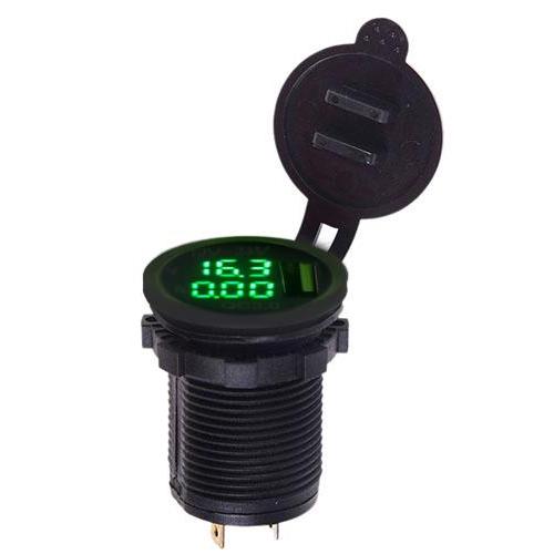 Зарядное устройство автомобильное USB + вольтметр + амперметр в планку 12-24 V 2,1A (440748)