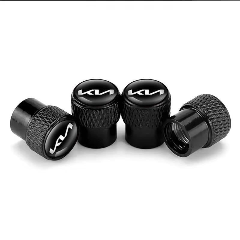 Набор защитных колпачков на ниппель SUNROZ Caps для Kia Rif Metal Black Киа (NEW logo) 4 шт. (A67789)