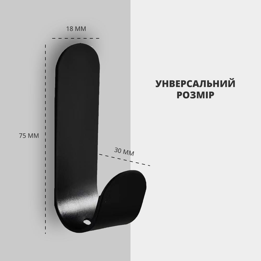 Крючки для кухни и ванной комнаты стальные держатели 5 шт. Черный (13993922) - фото 5