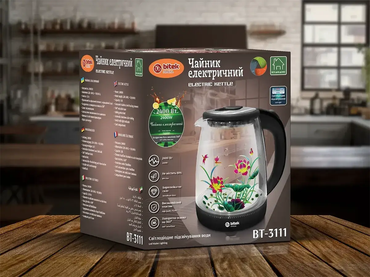 Електрочайник BITEK BT-3111 з квіткою 1,8 л 2400 Вт - фото 4