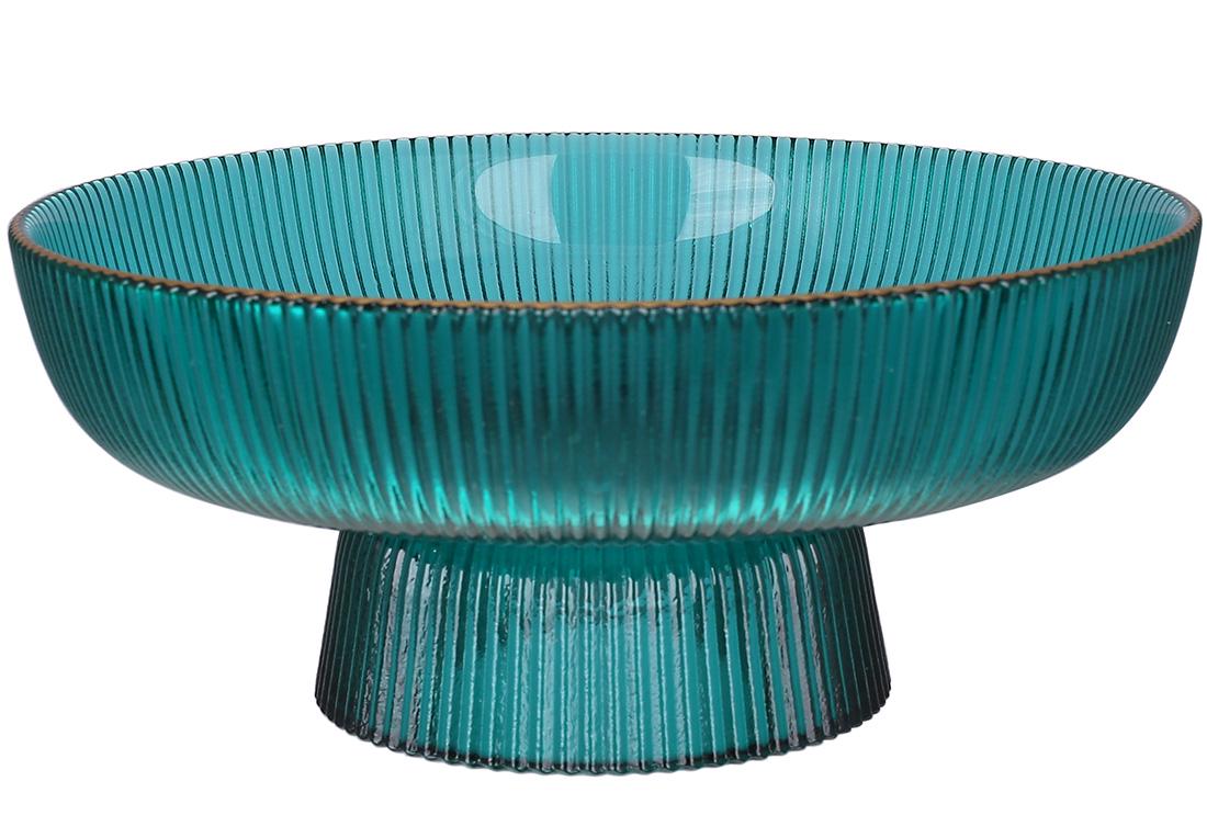 Фруктовница стеклянная BonaDi Scandi на ножке 26 см Изумрудно-зеленый (992-053)