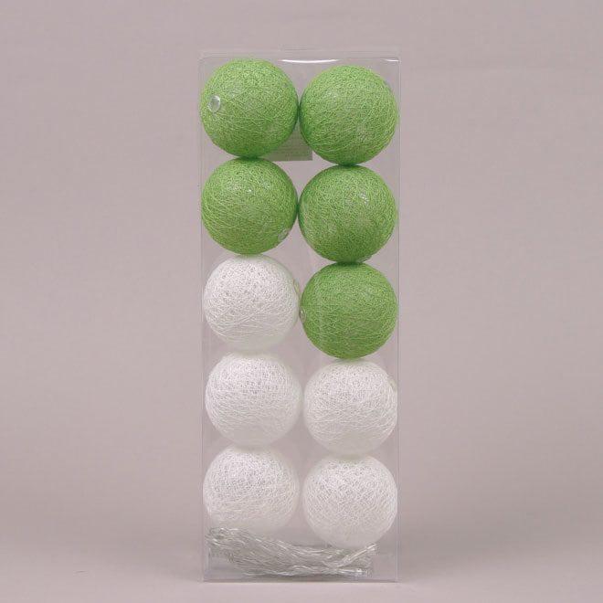 Гирлянда Flora Хлопковые шарики D 6 см Бело-зеленый (9041)