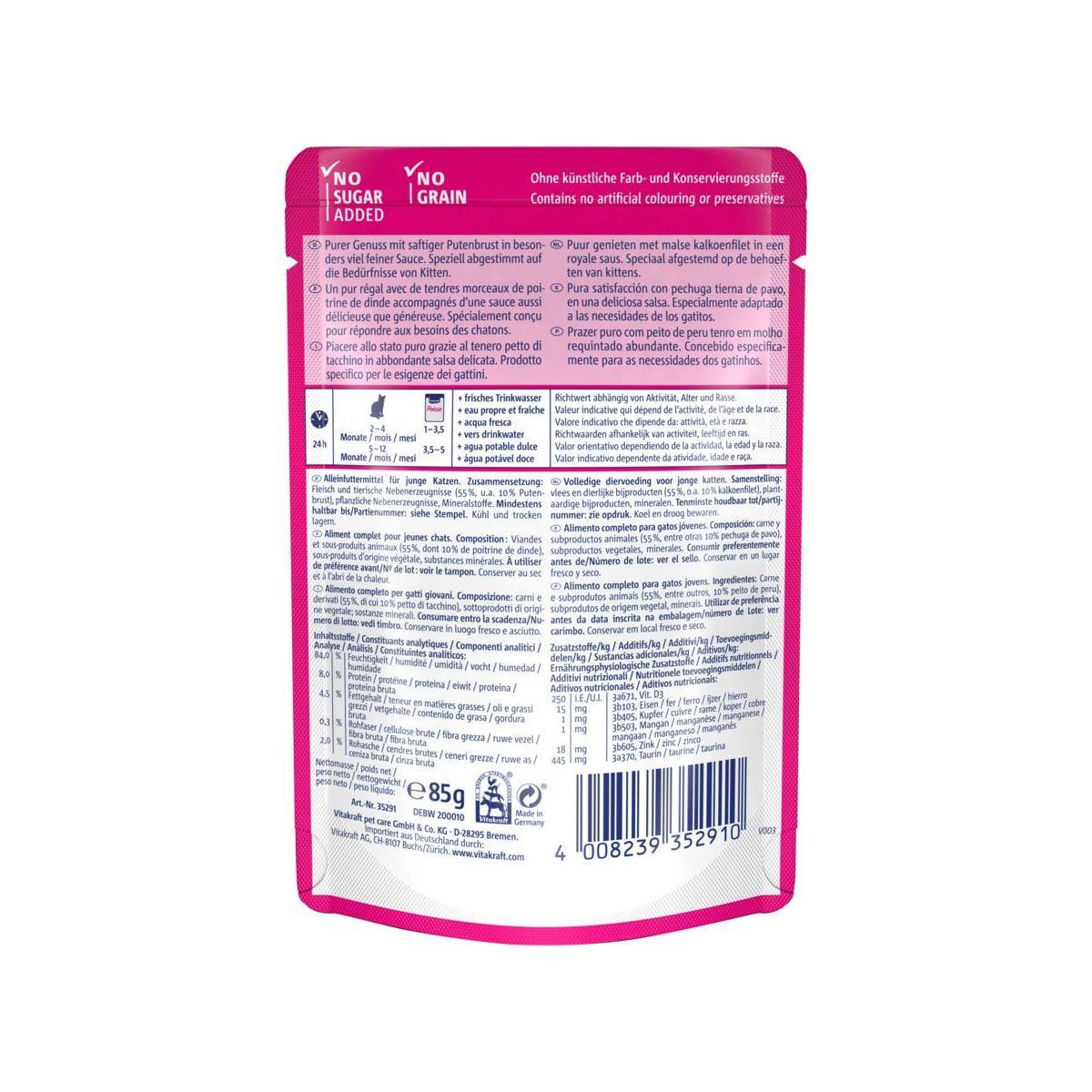 Вологий корм для кошенят Vitakraft Poésie Délice pouch індичка в соусі 85 г (35291) - фото 2 Вологий корм для кошенят Vitakraft Poésie Délice pouch індичка в соусі 85 г (35291) - фото 2