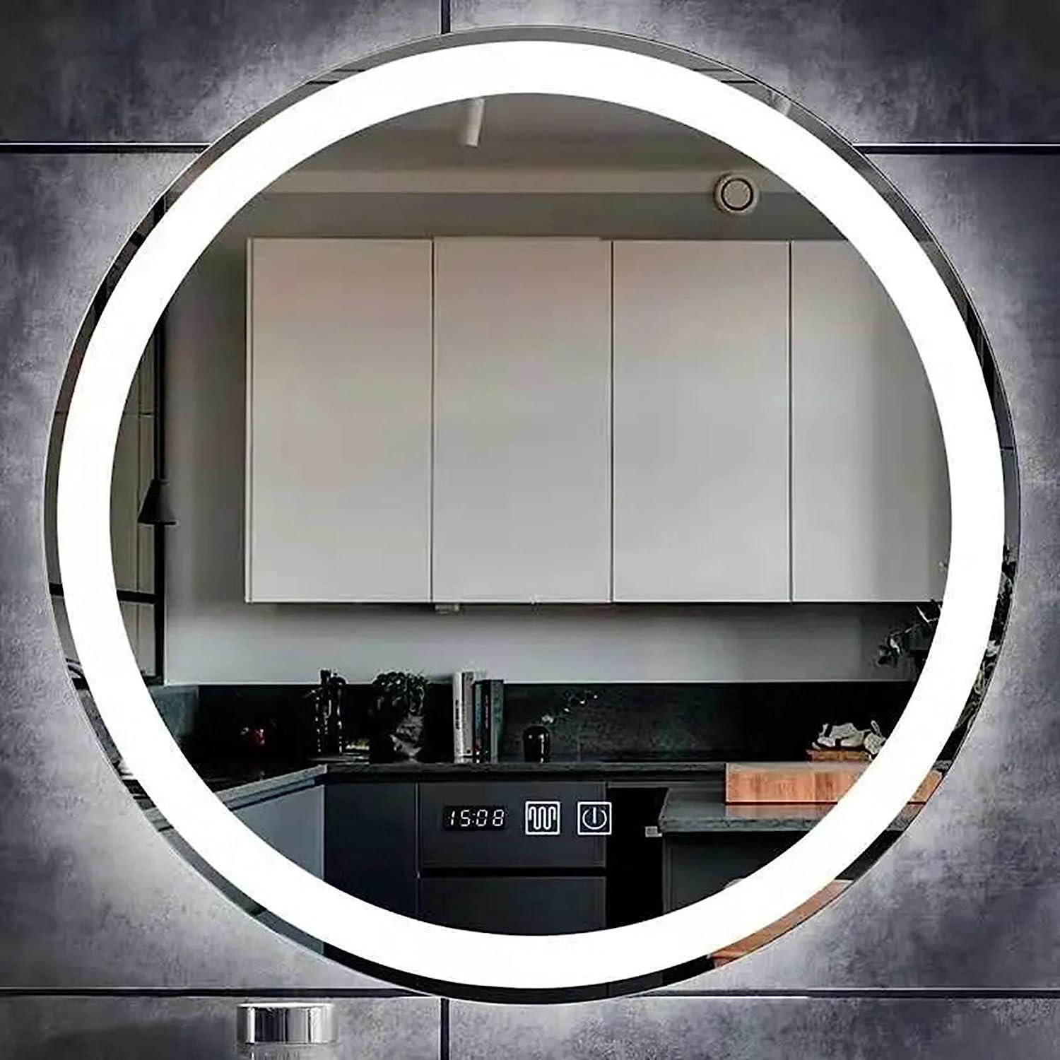 Зеркало Dim Dzerkal EVIO с LED-подсветкой/сенсорным управлением/подогревом/часами 80х80 см (13546)