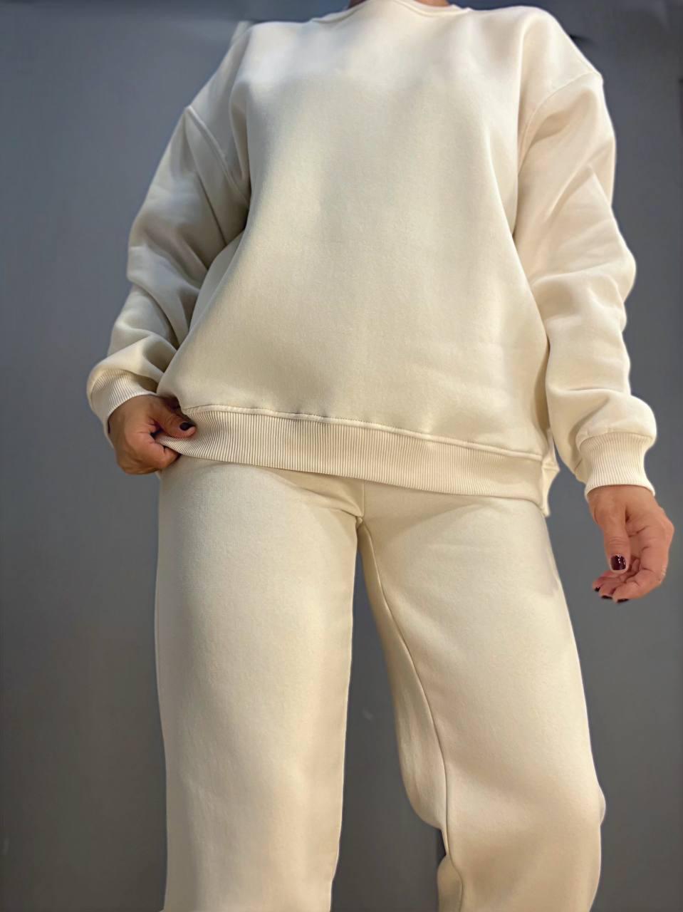 Свитшот женский PEPPER MINT 24-14 базовый простой удлиненный оверсайз M Молочный (2867) - фото 2