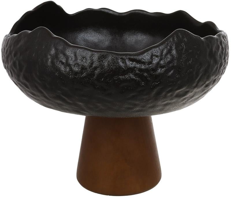 Салатник керамический на ножке Wooden Rock акация Ø 19 см 900 мл Черный