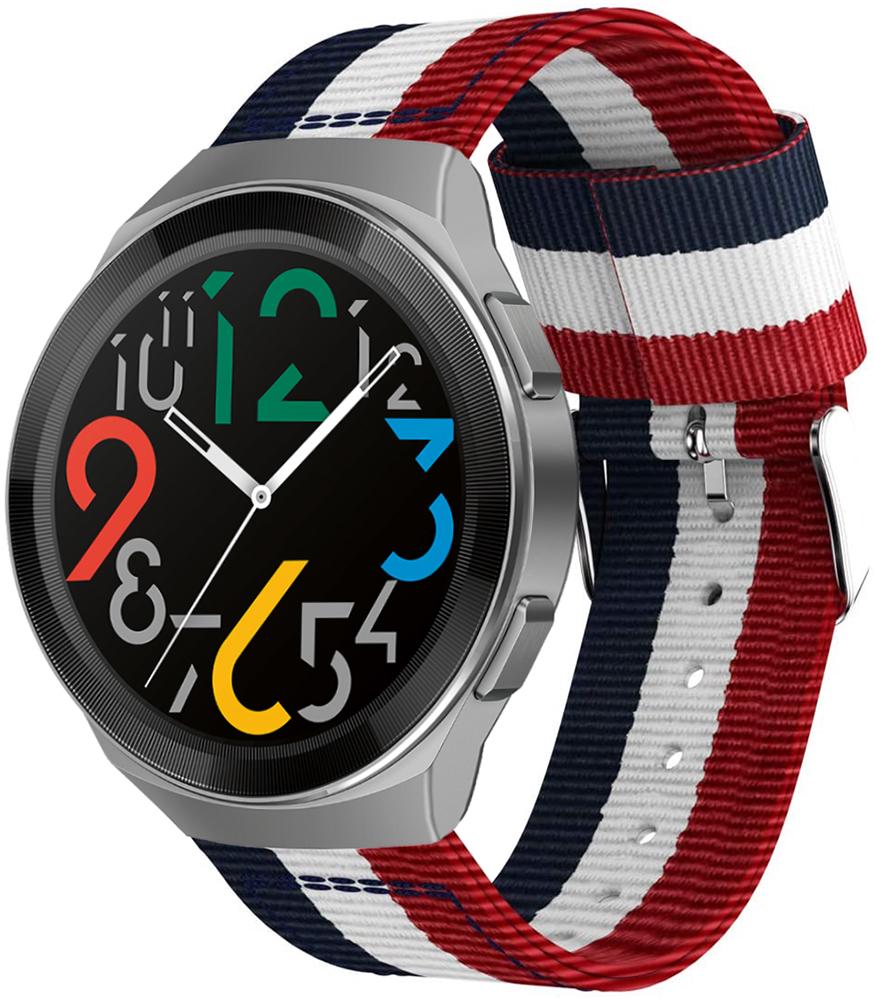 Ремешок тканевый Canvas для Huawei Watch GT2e 46 мм Red/White/Blue (19674)