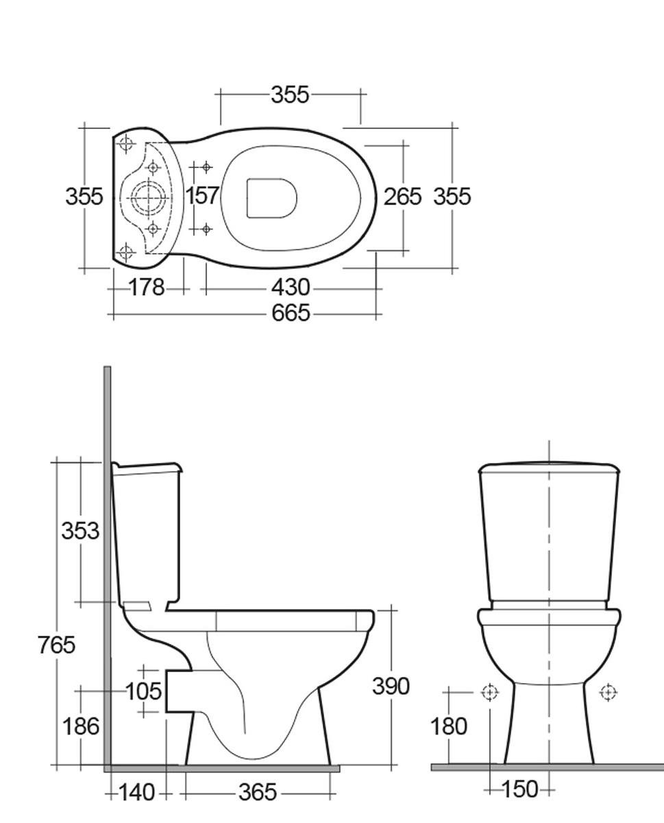 Комплект: унитаз/бачок/крышка RAK Ceramics Karla P-trap Geberit RAK0012 Белый - фото 3