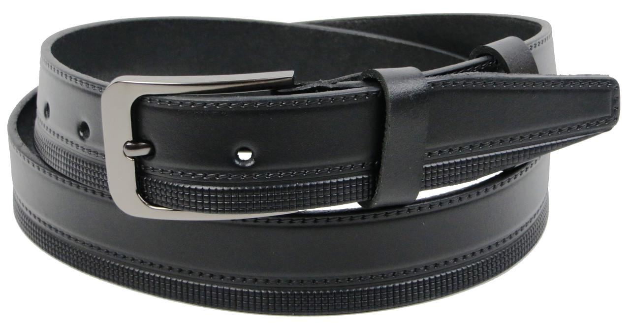 Ремень мужской кожаный под брюки Skipper 1474-35 Черный
