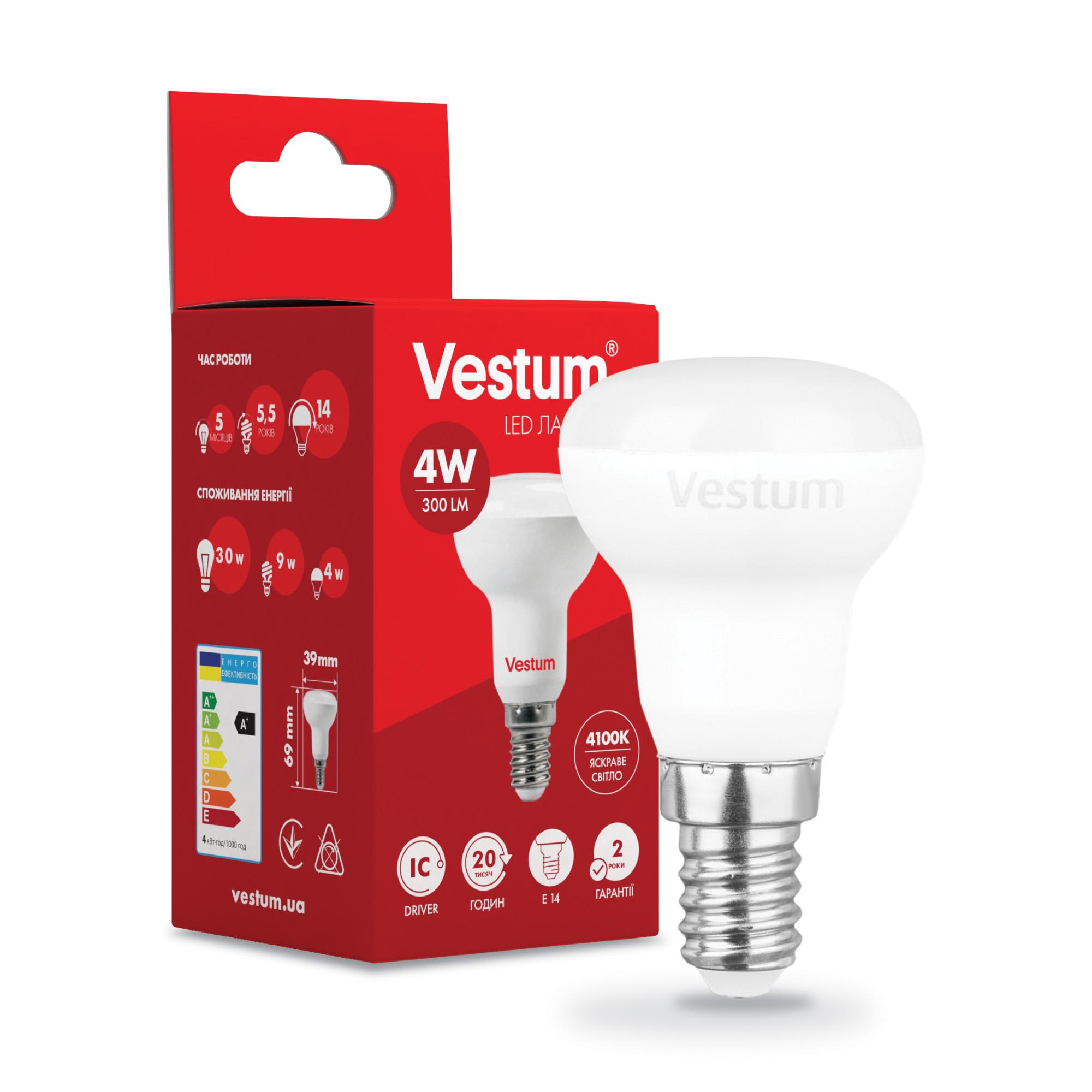 Лампа LED Vestum R39 4 W 4100K 220 V E14
