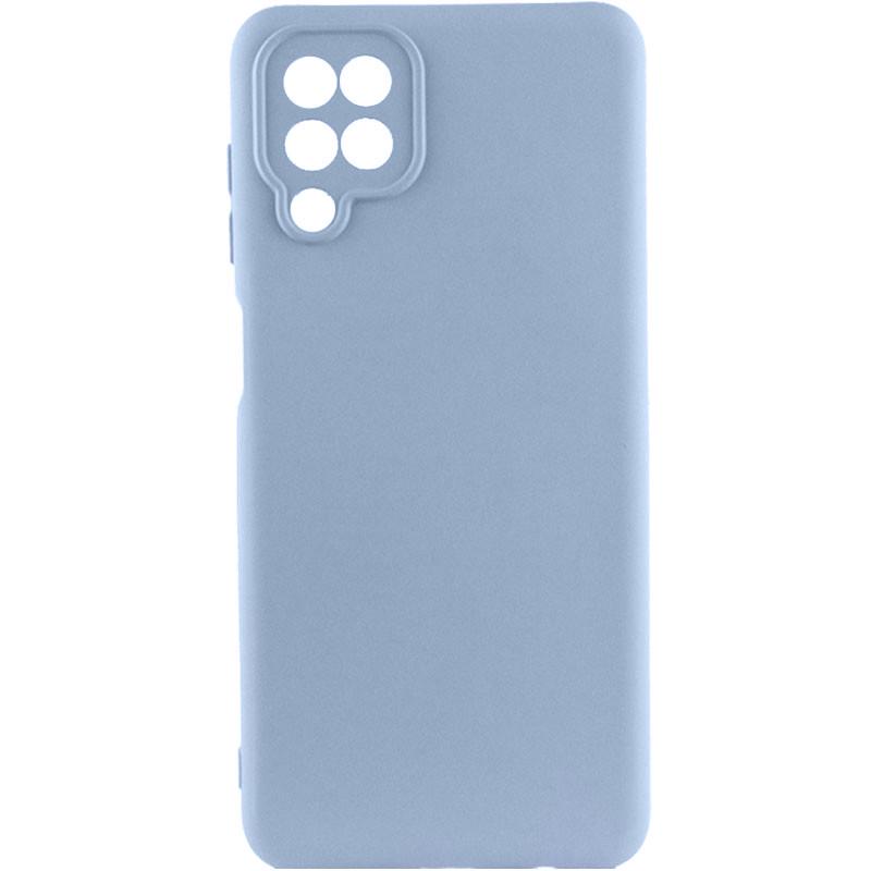 Противоударный чехол TPU GETMAN Liquid Silk Full Camera для Samsung Galaxy A12 Голубой / Lilac Blue