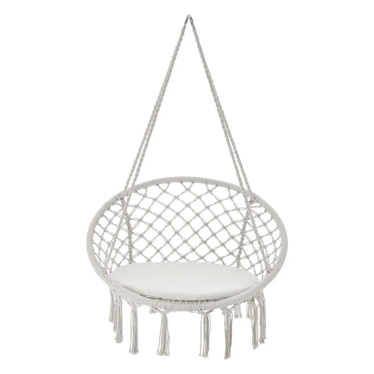 Кресло-гамак подвесное бразильское Bonro B-092-2 120 кг и подушка Бежевый - фото 5 Кресло-гамак подвесное бразильское Bonro B-092-2 120 кг и подушка Бежевый - фото 5