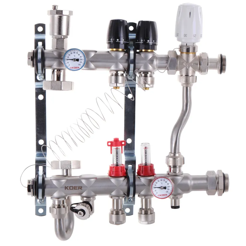 Коллектор со встроенным смесительным узлом KOER KR.S1013-2 1"х2 SUS304 и евроконус 3/4-16 (KR2945)