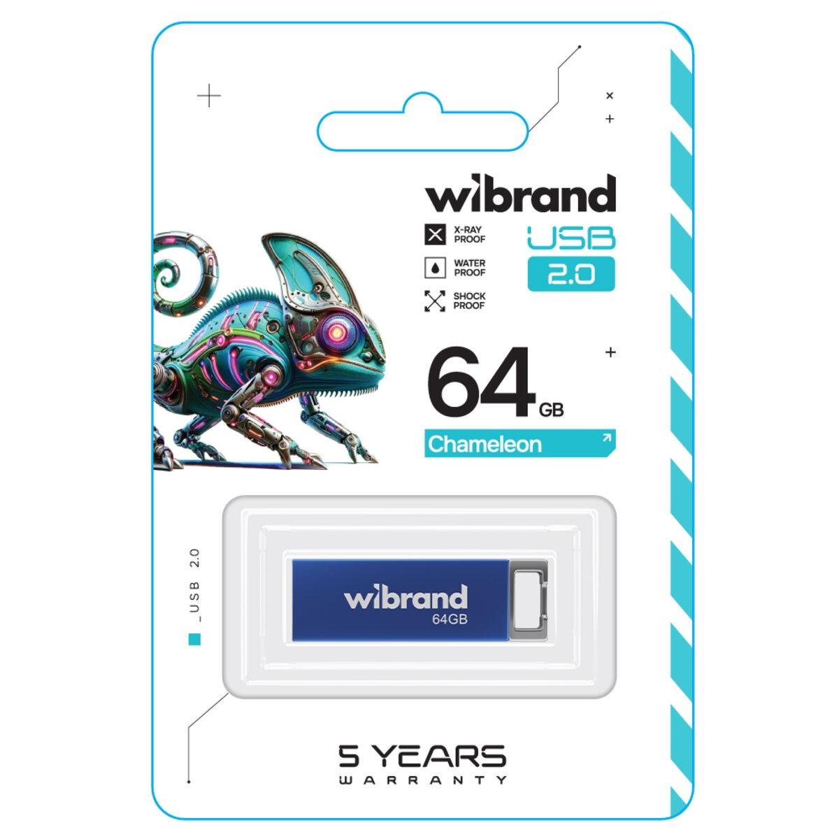 Флеш-память USB Wibrand Chameleon WI2.0/CH64U6U 64 Гб Blue - фото 2