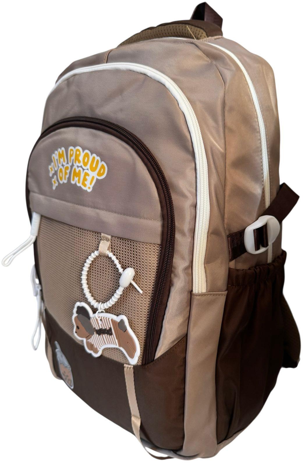 Рюкзак шкільний з трьома відділеннями Бежевий (7902B) - фото 4 Рюкзак шкільний з трьома відділеннями Бежевий (7902B) - фото 4