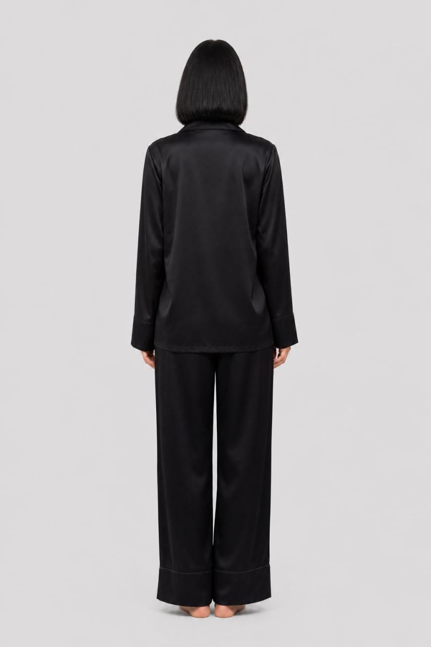 Піжама жіноча шовкова BO.Brand Total сорочка і штани XS Black (33325) - фото 4 Піжама жіноча шовкова BO.Brand Total сорочка і штани XS Black (33325) - фото 4