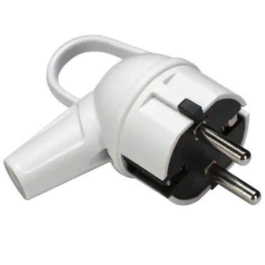 Вилка штепсельная Makel угловая с кольцом из с/к Белый (10037)