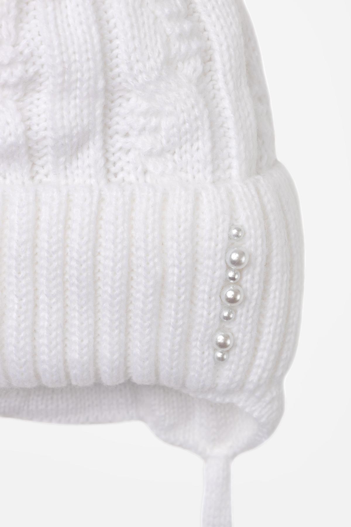 Шапка для девочки 40-42 см Белый (ЦБ-00263332) - фото 2 Шапка для девочки 40-42 см Белый (ЦБ-00263332) - фото 2