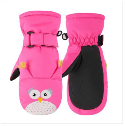 Детские перчатки Сова с веревкой и ремешком для фиксации S Малиновый (ЗП-1003-11)