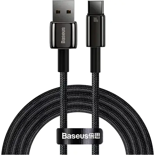 Кабель BASEUS Tungsten Gold Fast Charging Cable USB to Type-C CAWJ000101 100W 2 м Black