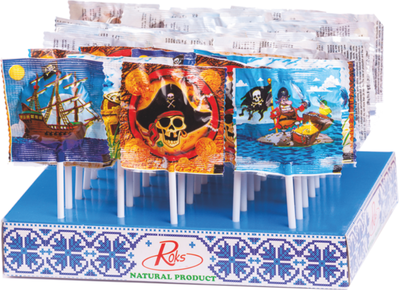 Леденцы Roks Пираты 8,5 г картонная подставка 40 шт. 0,340 кг (994)