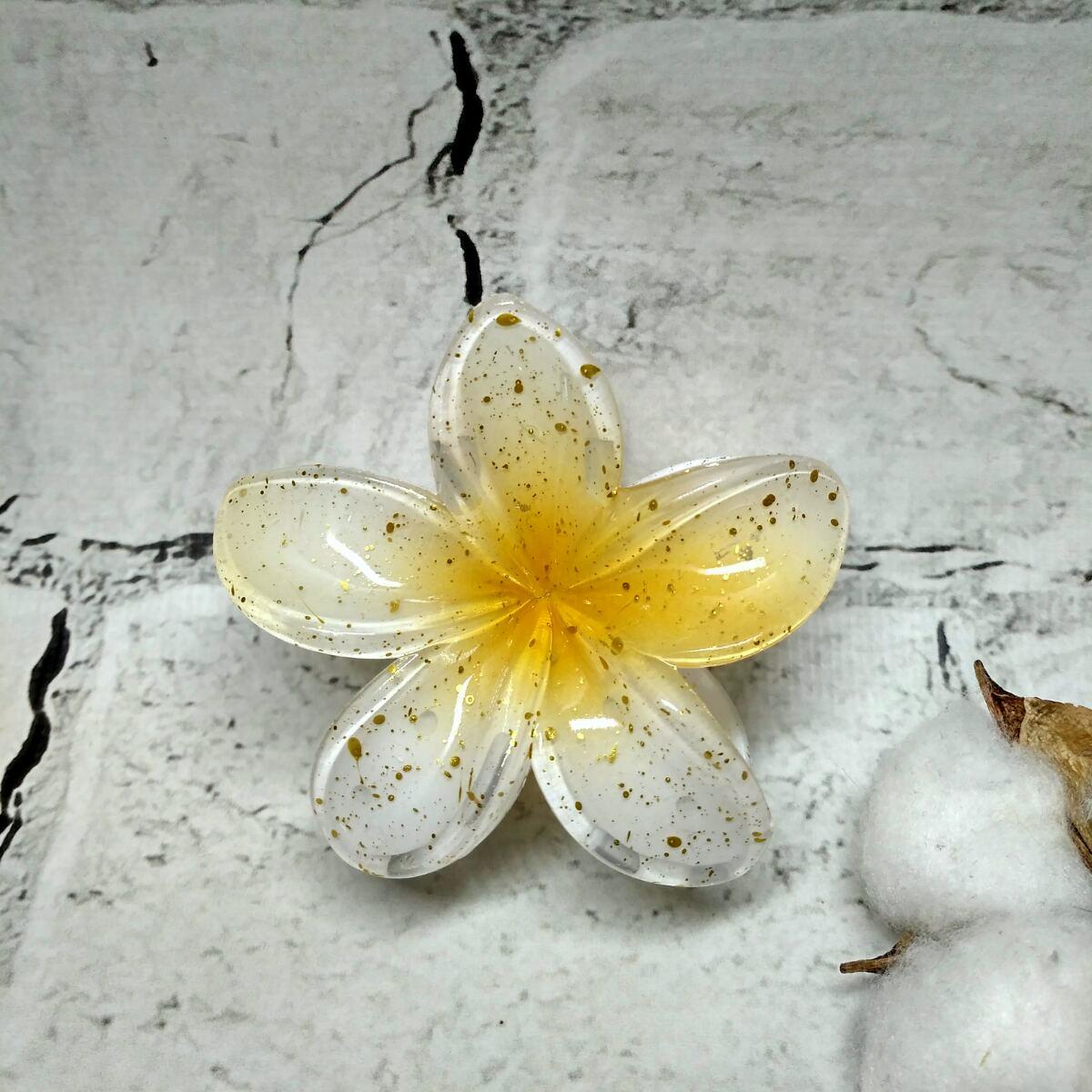 Крабик для волос Гавайский цветок глянец заколка зажим 8 см Желтый (8557-1)