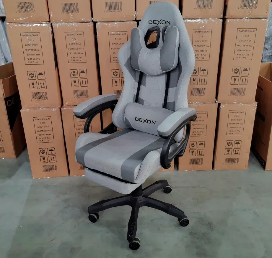 Геймерське крісло DEXON VECTOR з підставкою для ніг екошкіра/тканина Сірий/Темно-сірий (40285) - фото 10
