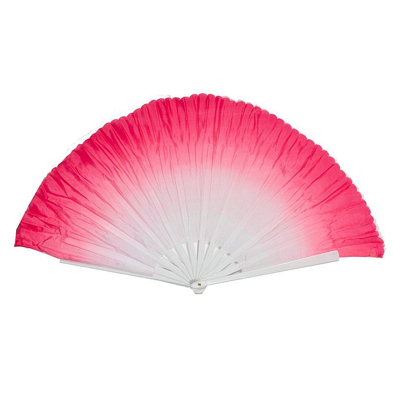 Веер ручной для танцев и спорта 42х80 см Бело-розовый (В4797)