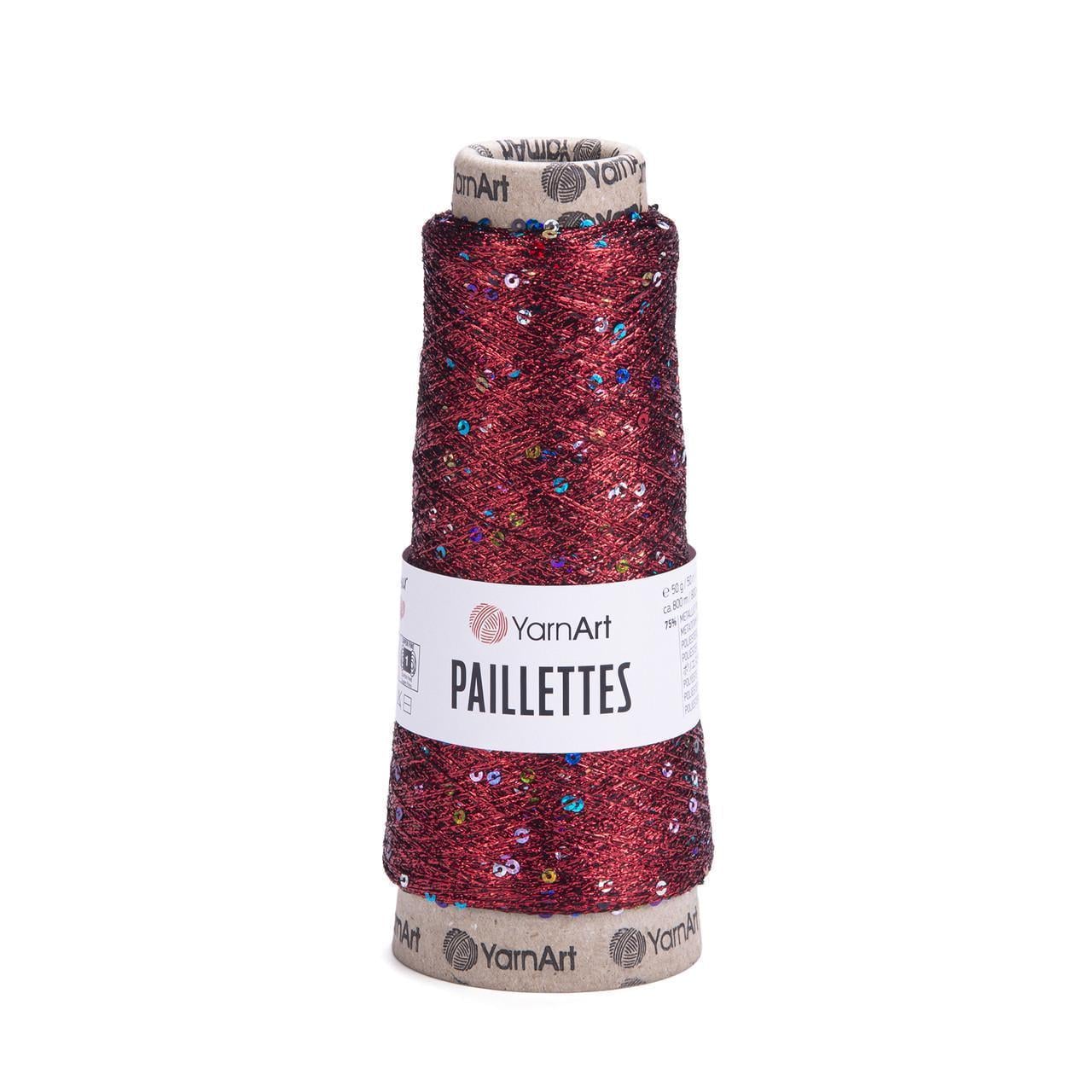 Пряжа з паєтками YarnArt Paillettes металізована 50 г Червоний №8006 (2518458341)