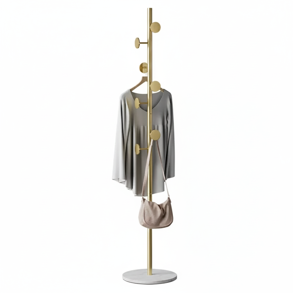 Вішалка підлогова стійка для одягу з корпусом із металу та кераміки Золотий (31262588)