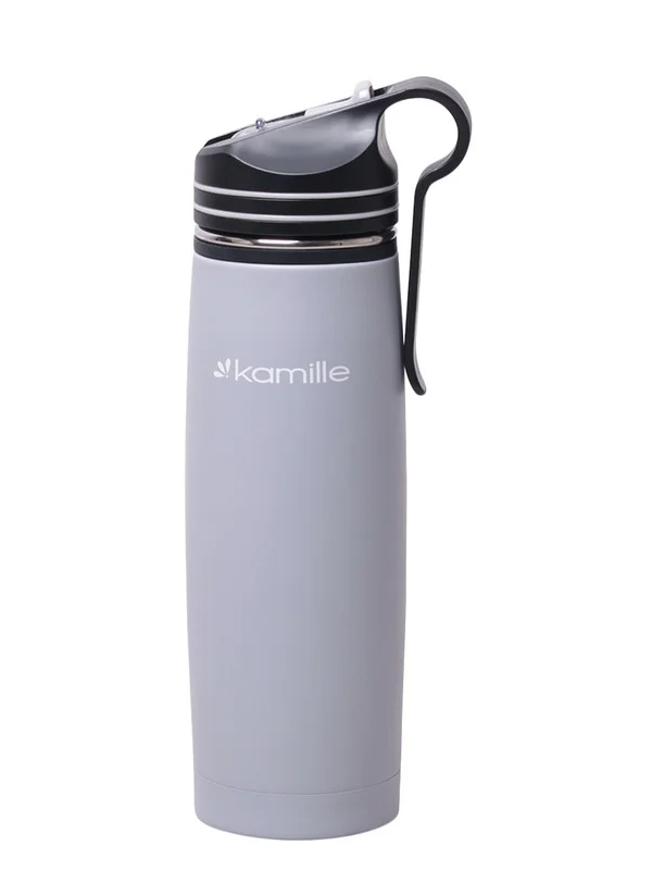 Бутылка спортивная Kamille  с трубочкой и клипсой 500 мл Серый (MKM-2058)