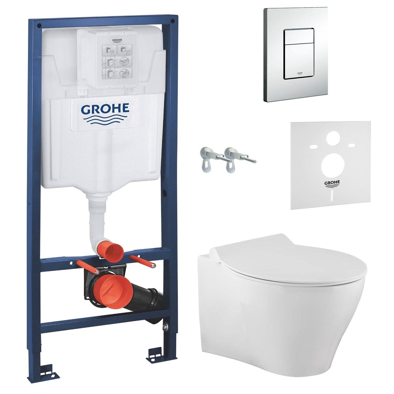 Комплект инсталляции Grohe IBERIA 13-21-124+38772001+37131000 с унитазом кнопка Хром (156897)