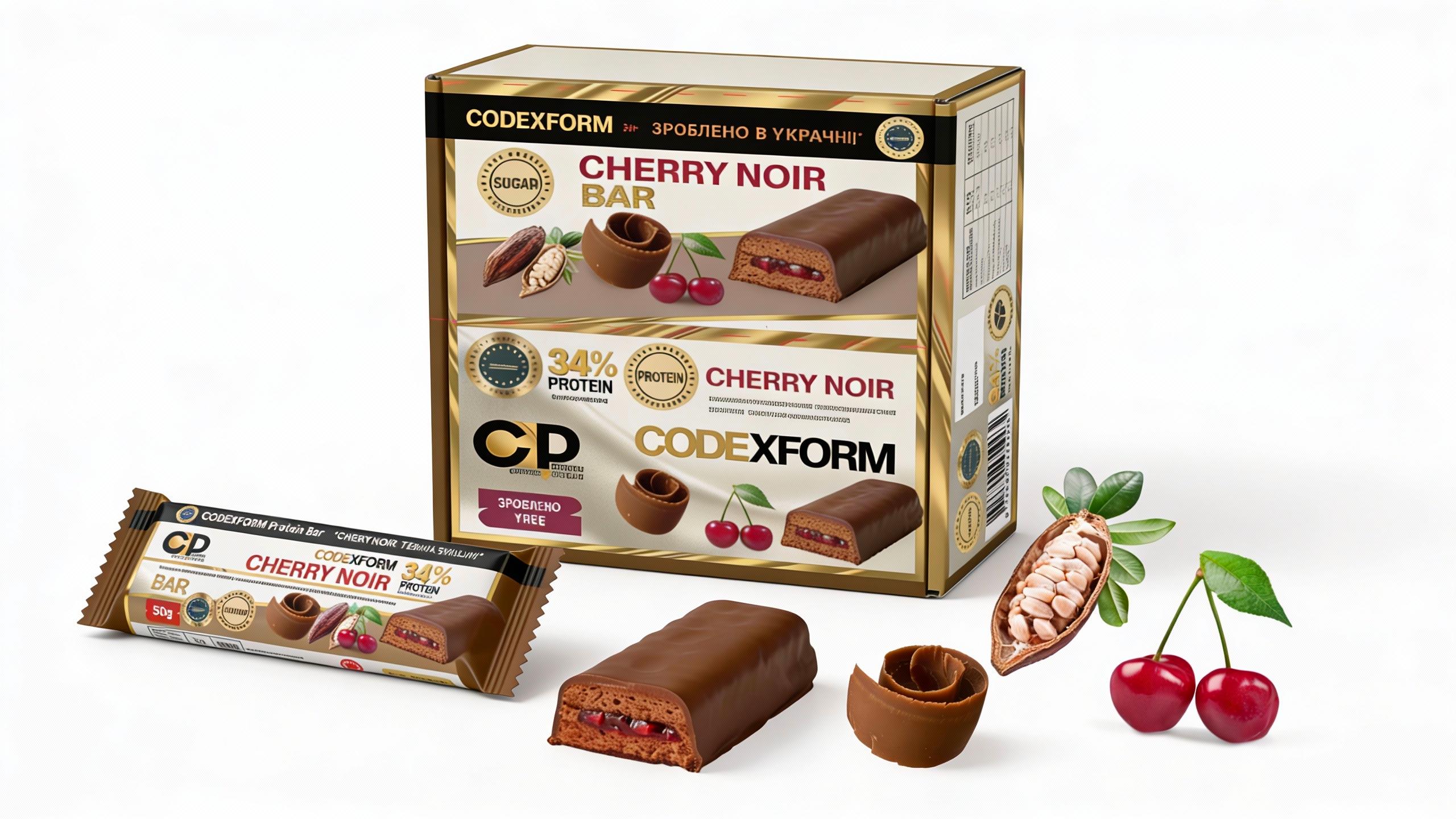 Батончик протеиновый CODExFORM Cherry Noir без сахара 34% протеина (BAR-CHERRY-NOIR-01) - фото 3