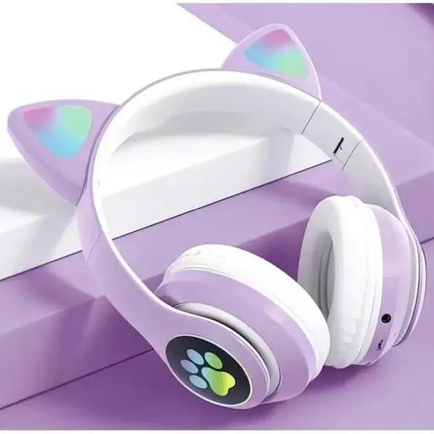 Навушники з котячими вушками VZV23M Cat Ear з Bluetooth гарнітурою та LED підсвічуванням Фіолетовий (VZV23M) - фото 2