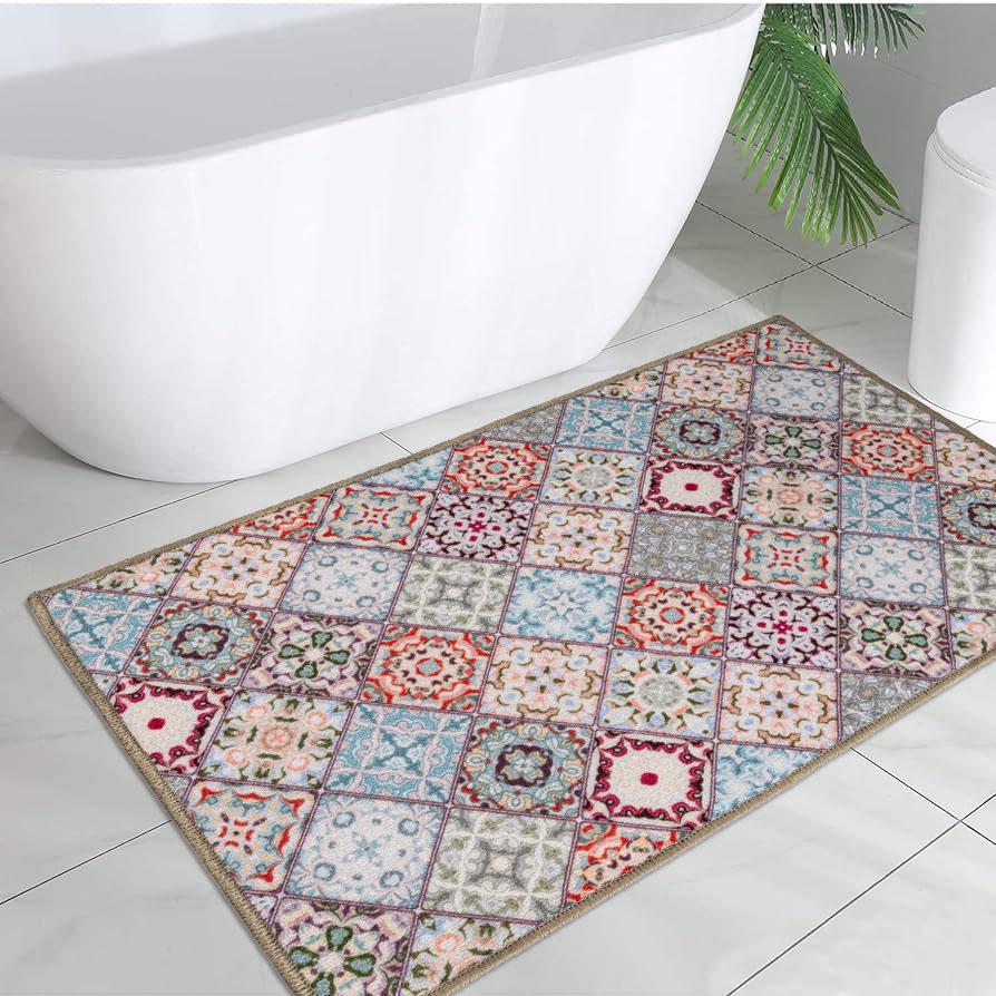 Набор ковриков в ванную комнату и туалет Print 202-2 100х150/57х60 см Бежевый/Голубой (484677384) - фото 6 Набор ковриков в ванную комнату и туалет Print 202-2 100х150/57х60 см Бежевый/Голубой (484677384) - фото 6